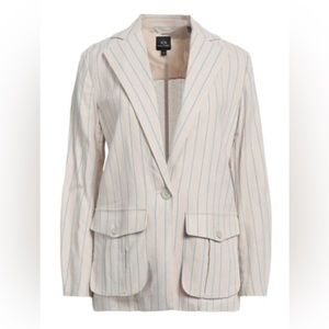 ARMANI EXCHANGE WOMAN SUIT JACKET BEIGE SIZE 0 LINEN, VISCOSE